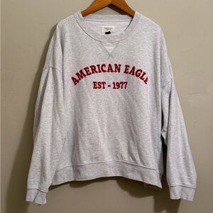 American Eagle Gray Cropped Sweatshirt Pullover Crewneck Medium